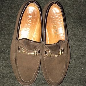 Authentic Brown Suede Horsebit Gucci Loafers